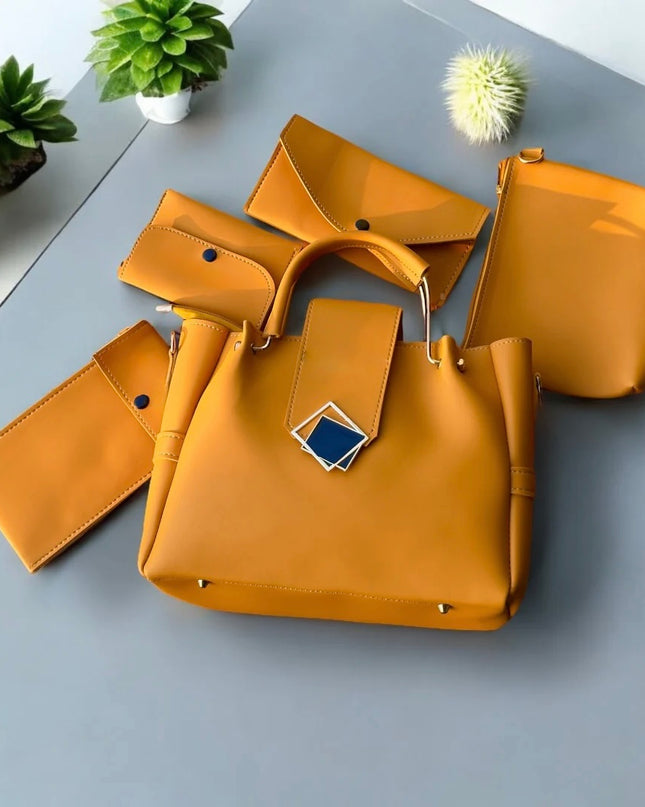 5 Pieces Set Women HandBag- Yellow